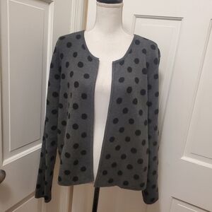 ELLE Gray & Black Polka Dot Open Front Cardigan XXL-14/16, Classic Comfy